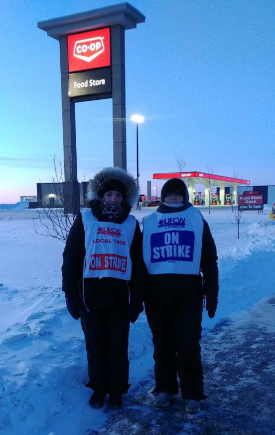 Saskatoon Co-op workers walking the picket line, 2019