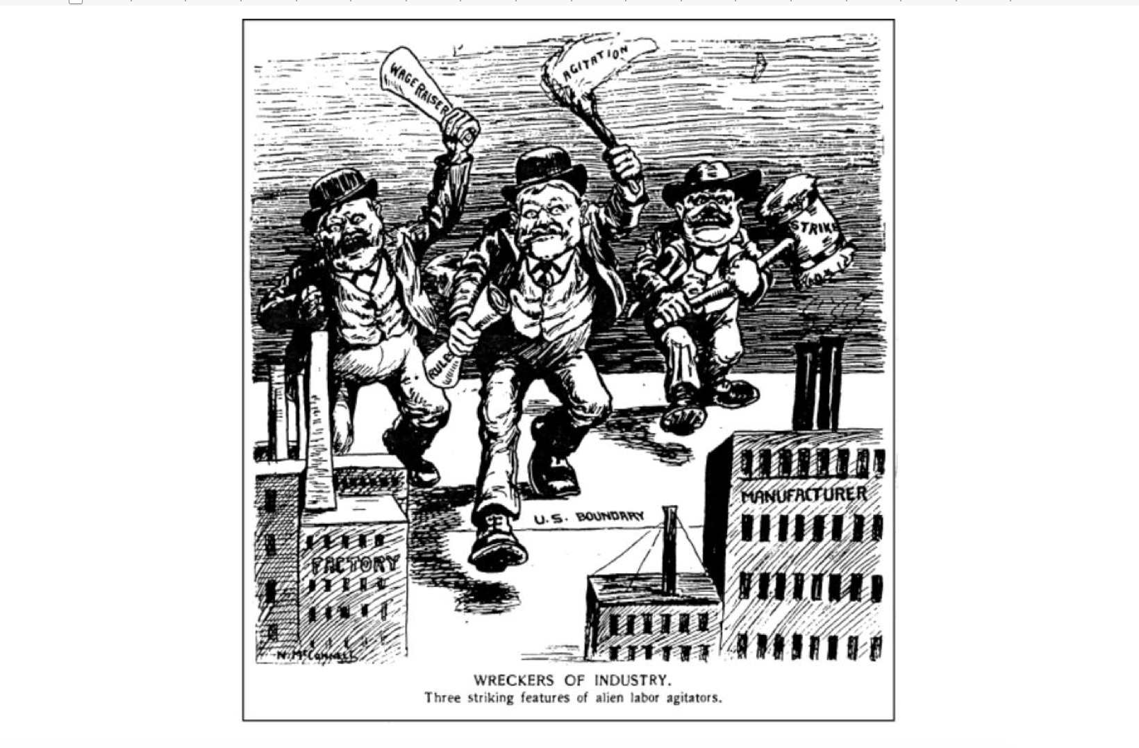 Anti-union cartoon from Saturday Night magazine (Toronto), 1903